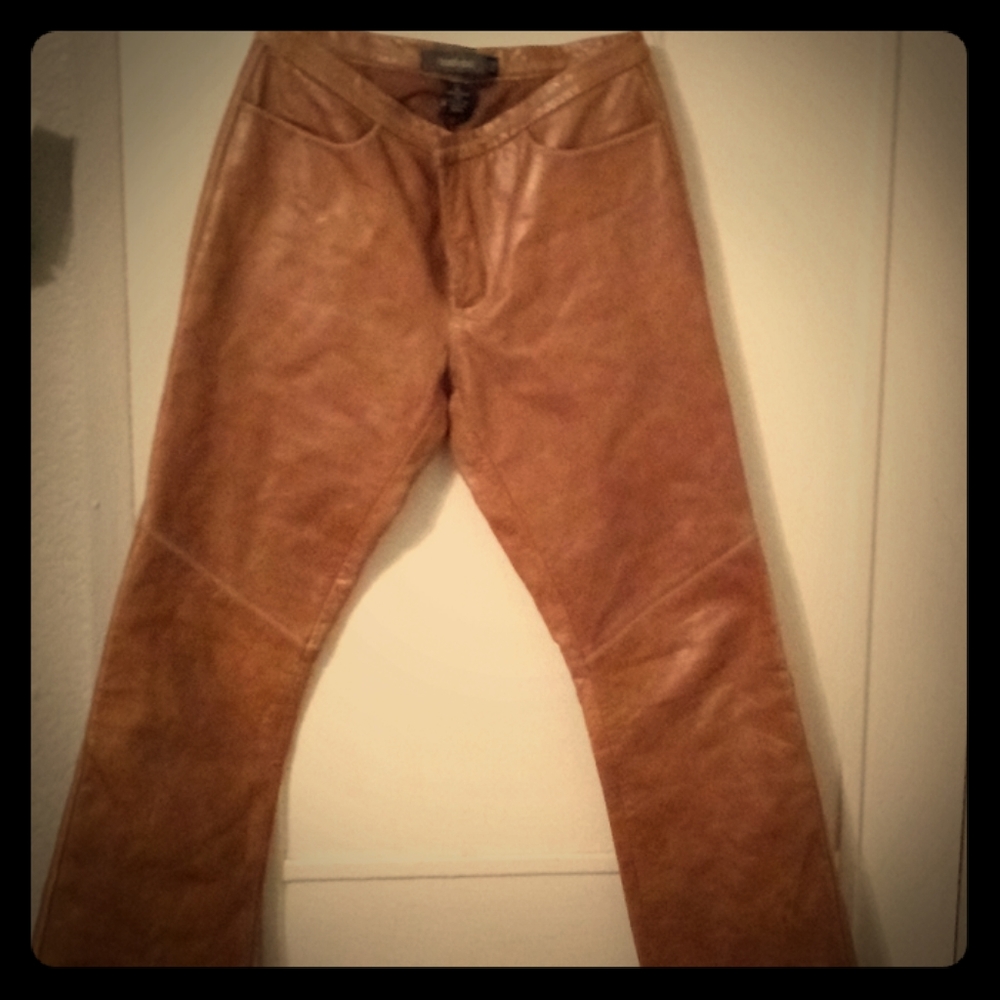 genuine leather bootcut pants